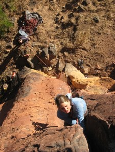 Sarah Rasmussen on the lower half of Brassen Hussie 5.10